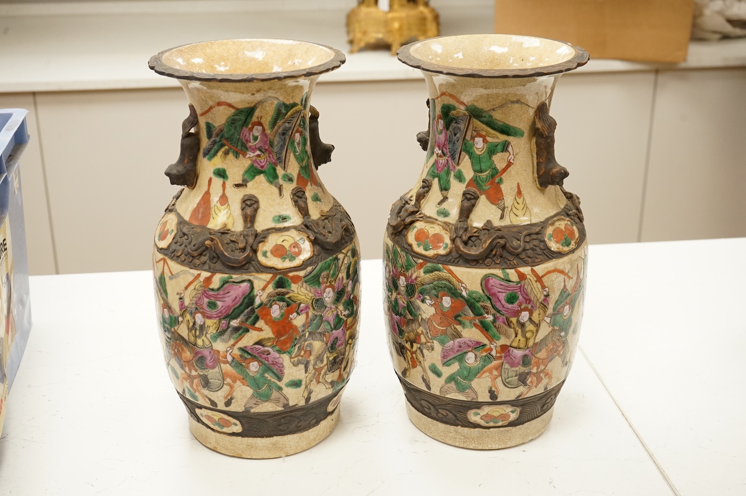 A pair of 19th century Chinese crackle glaze vases, 36cm